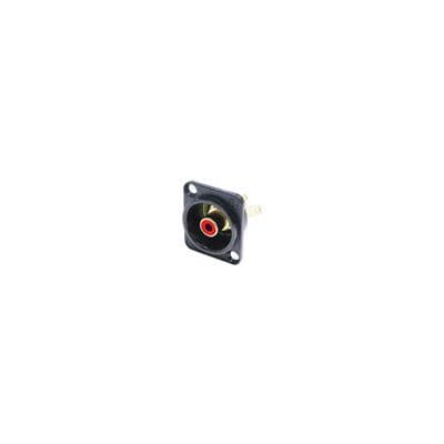 Neutrik Socle rca dans chassis type d chrome noir, anneau de reperage rouge