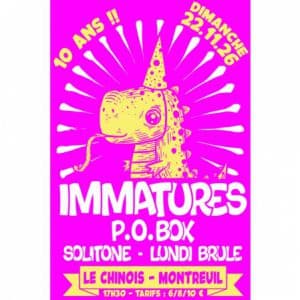 Affiche, Immatures + P.o Box + Solitone + Lundi Brûle